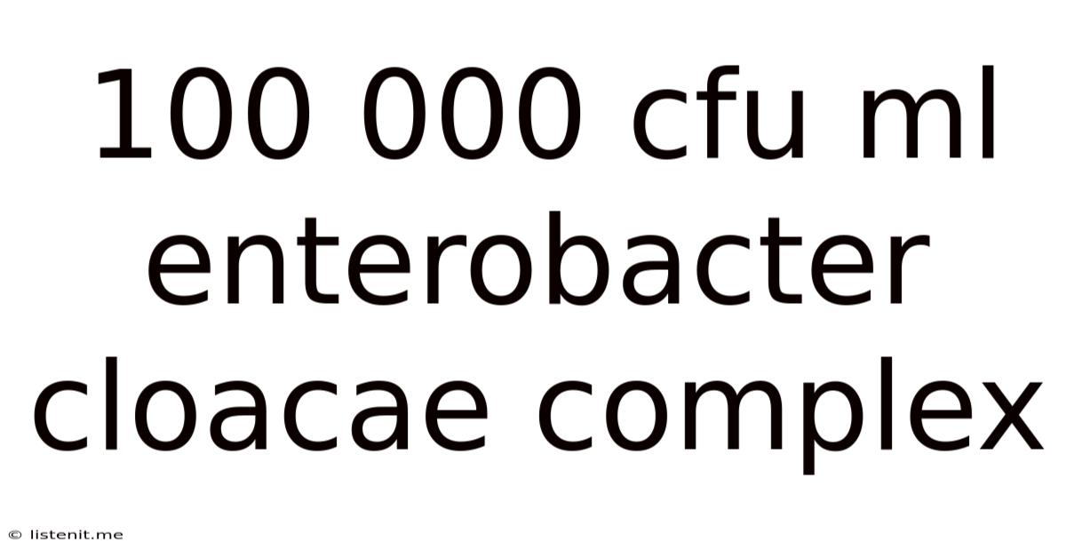 100 000 Cfu Ml Enterobacter Cloacae Complex