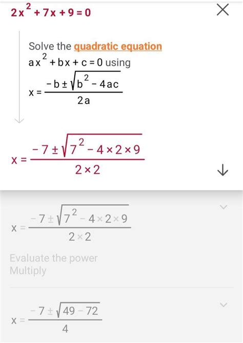 2x 2 7x 9 0 Quadratic Formula