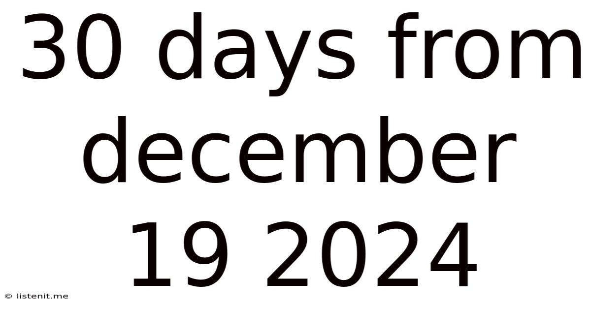 30 Days From December 19 2024