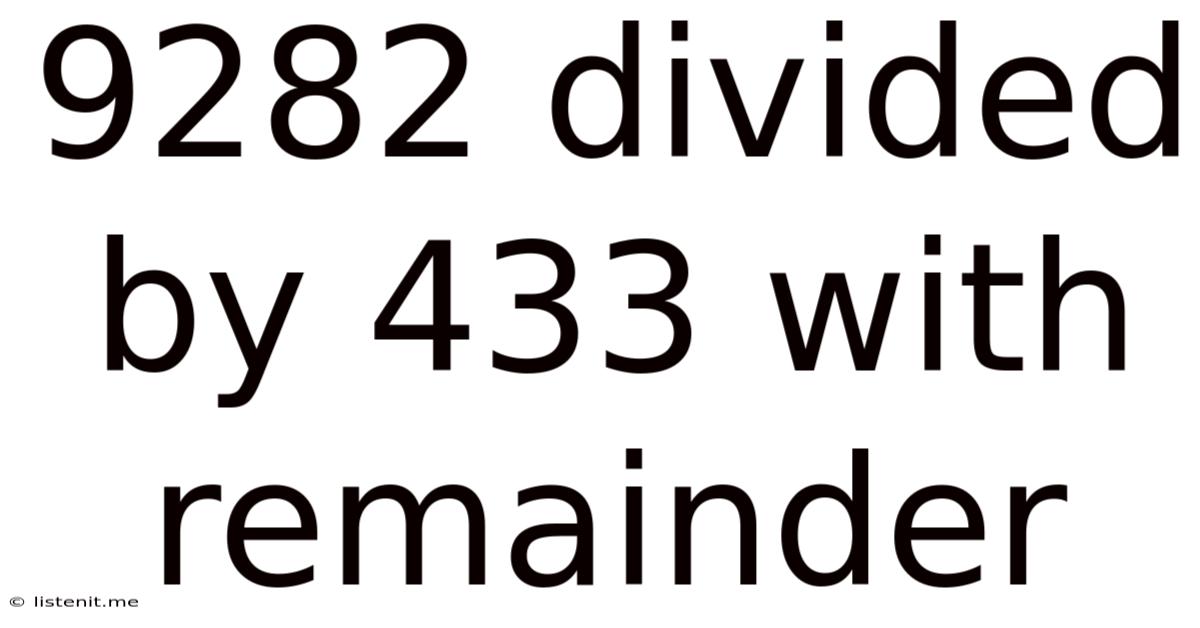 9282 Divided By 433 With Remainder