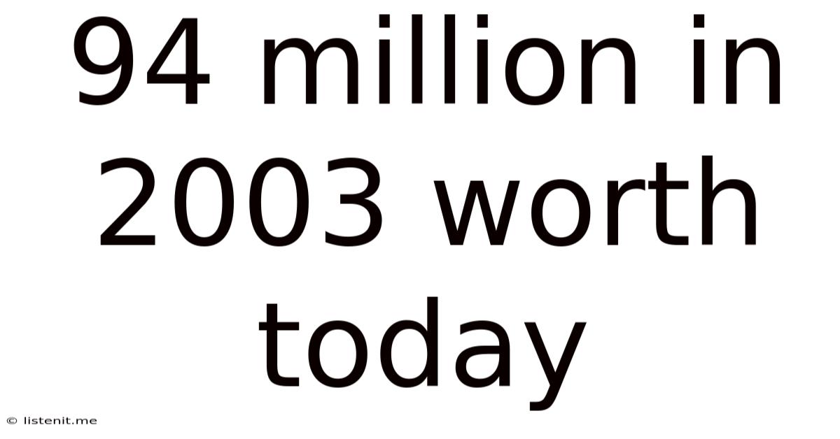 94 Million In 2003 Worth Today