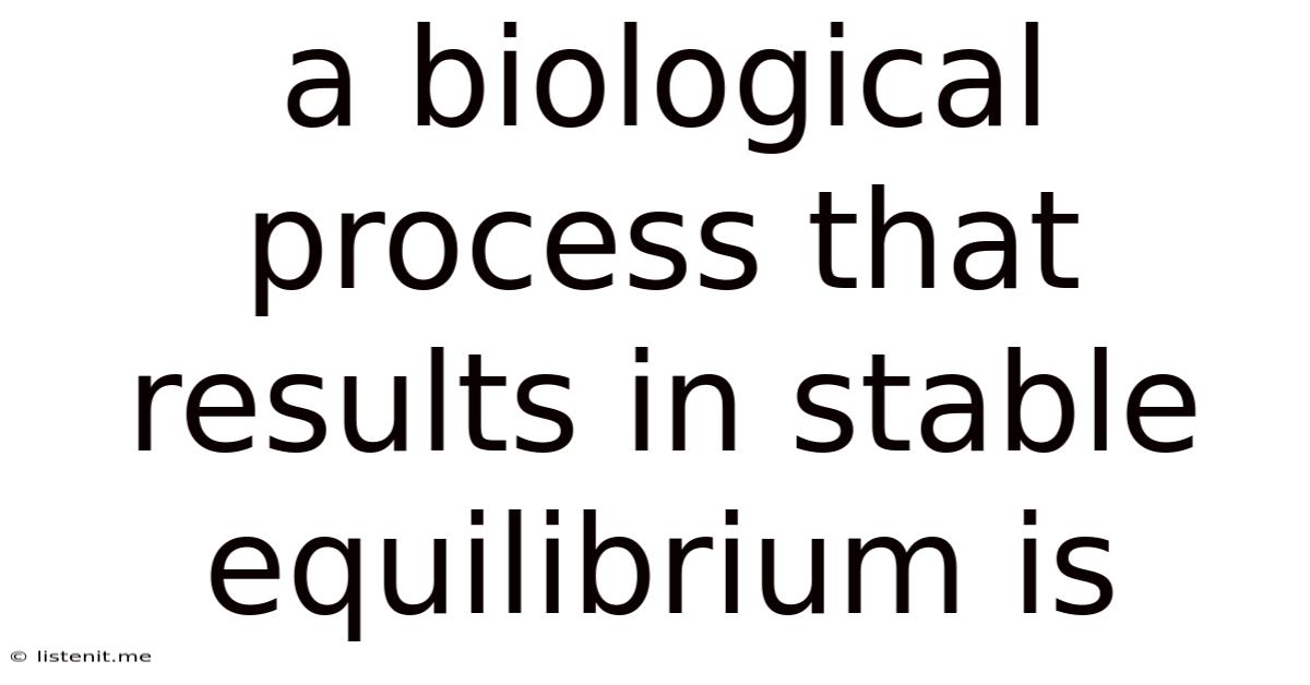 A Biological Process That Results In Stable Equilibrium Is