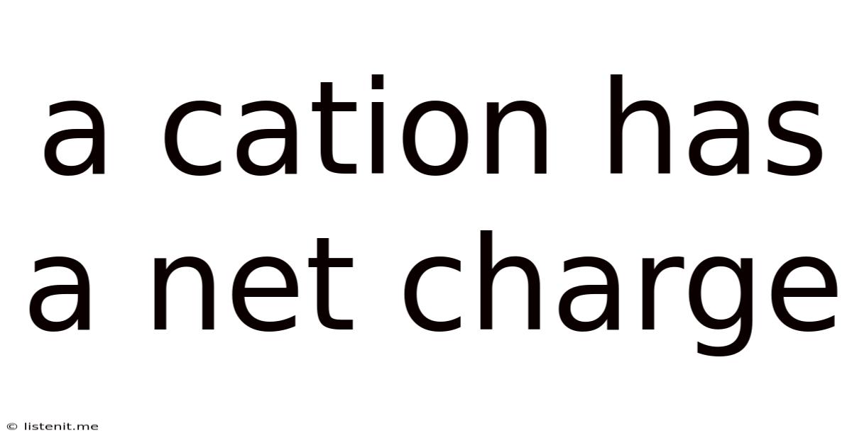 A Cation Has A Net Charge