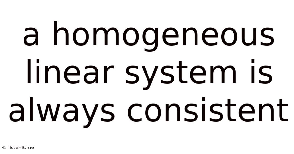 A Homogeneous Linear System Is Always Consistent