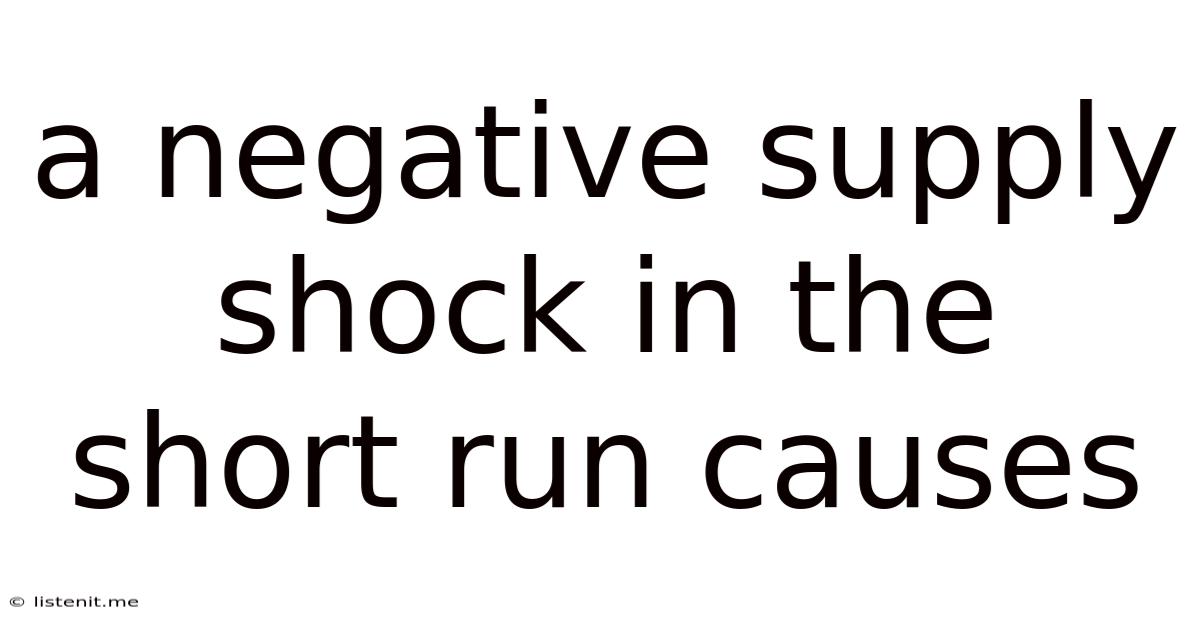 A Negative Supply Shock In The Short Run Causes
