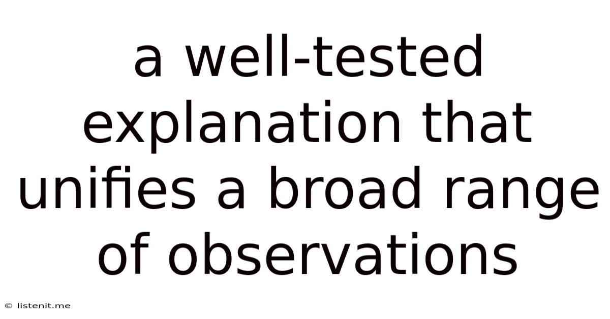 A Well-tested Explanation That Unifies A Broad Range Of Observations