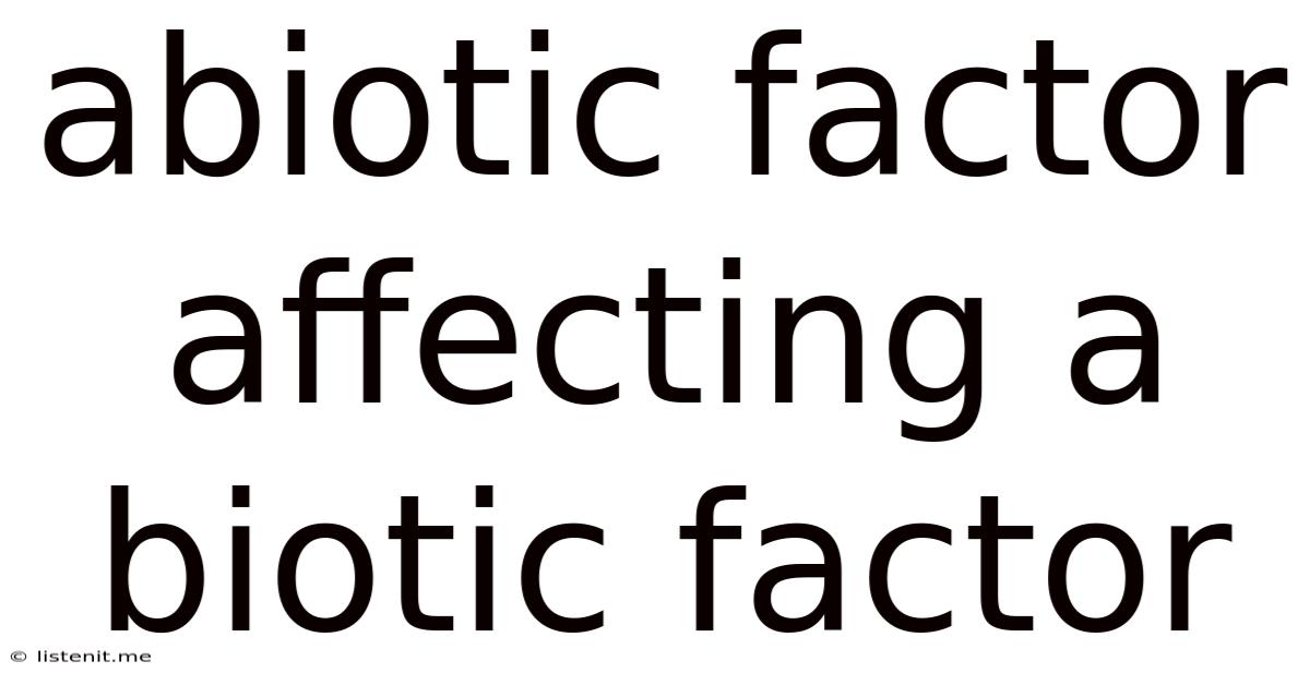 Abiotic Factor Affecting A Biotic Factor