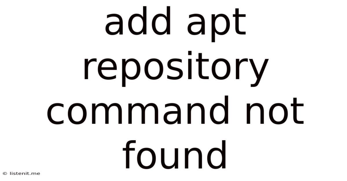 Add Apt Repository Command Not Found