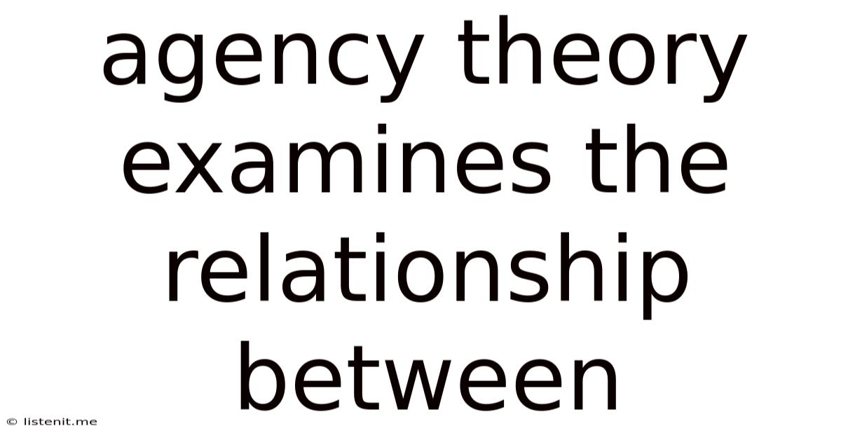 Agency Theory Examines The Relationship Between