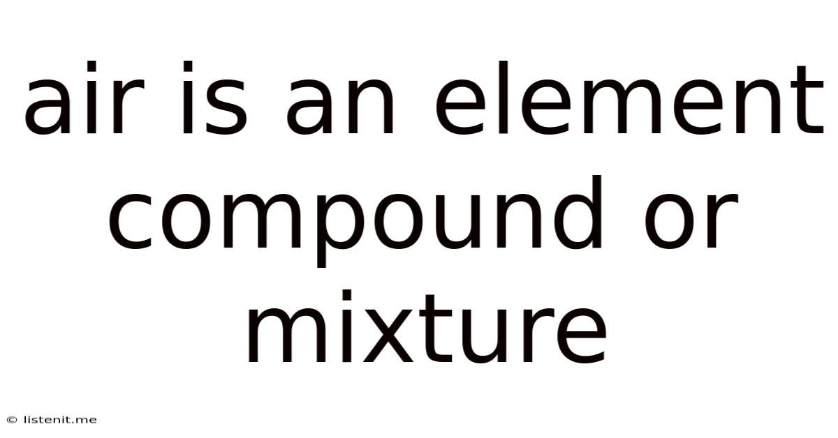 Air Is An Element Compound Or Mixture