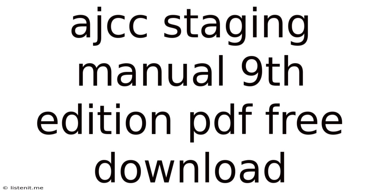 Ajcc Staging Manual 9th Edition Pdf Free Download