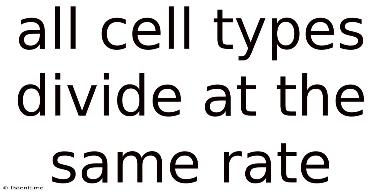 All Cell Types Divide At The Same Rate