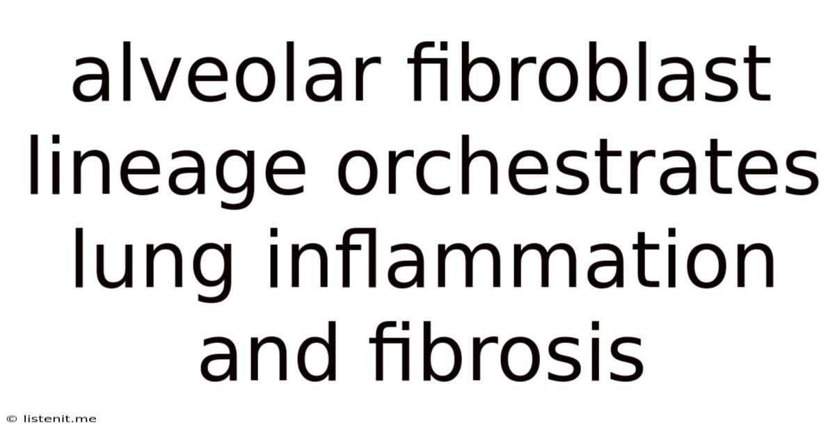 Alveolar Fibroblast Lineage Orchestrates Lung Inflammation And Fibrosis