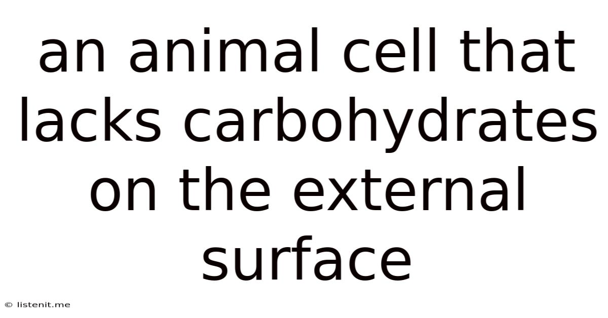 An Animal Cell That Lacks Carbohydrates On The External Surface