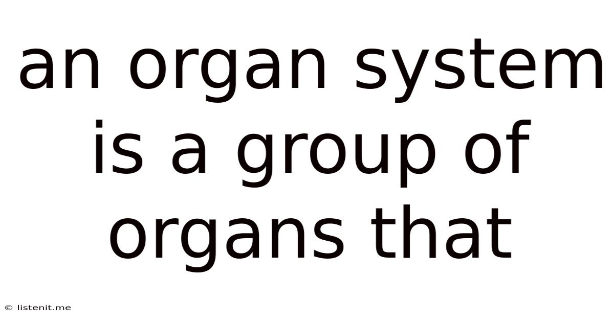 An Organ System Is A Group Of Organs That