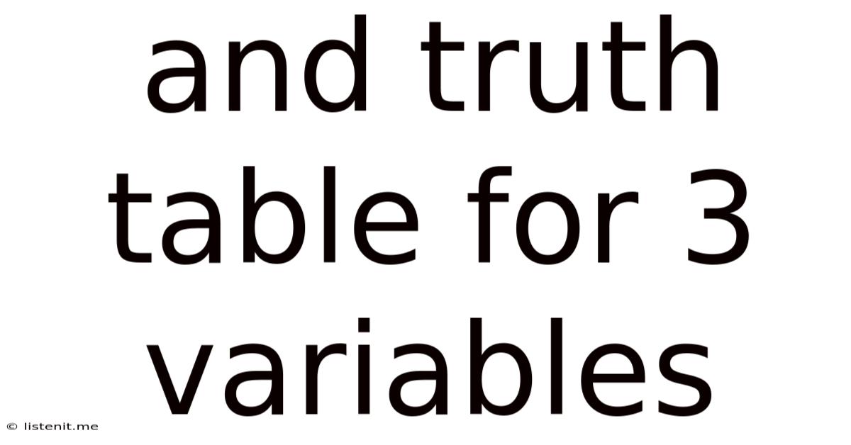 And Truth Table For 3 Variables