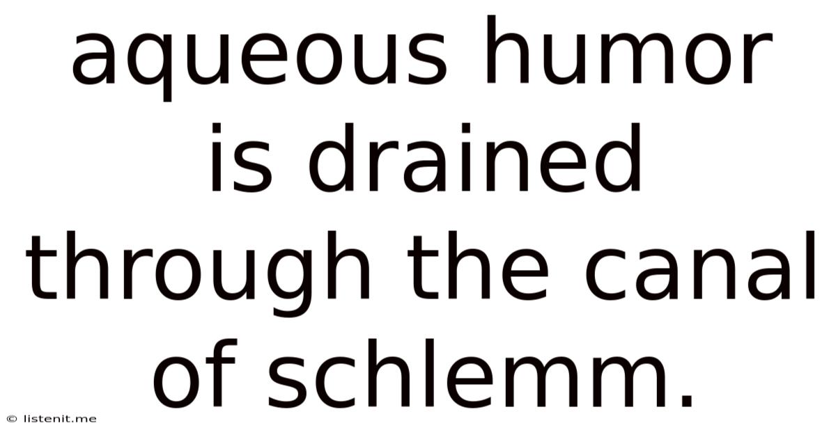 Aqueous Humor Is Drained Through The Canal Of Schlemm.