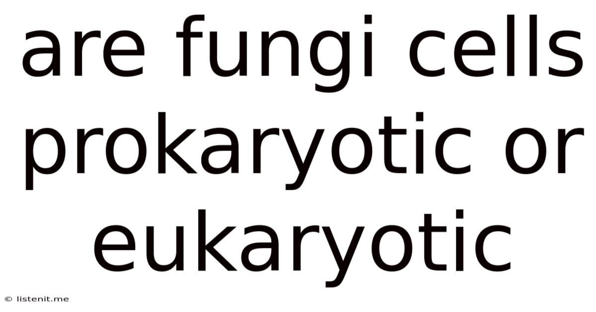 Are Fungi Cells Prokaryotic Or Eukaryotic