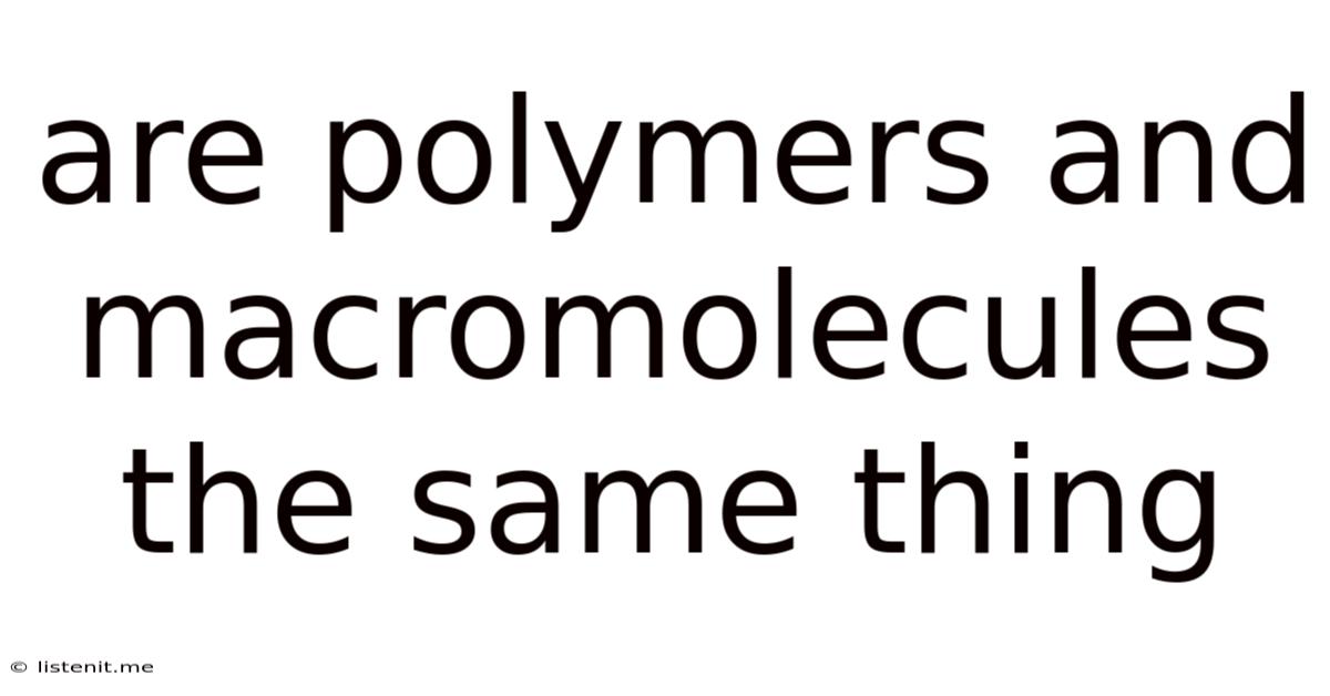 Are Polymers And Macromolecules The Same Thing