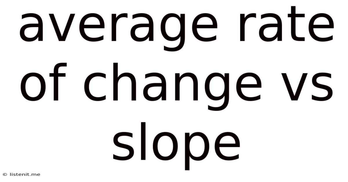 Average Rate Of Change Vs Slope