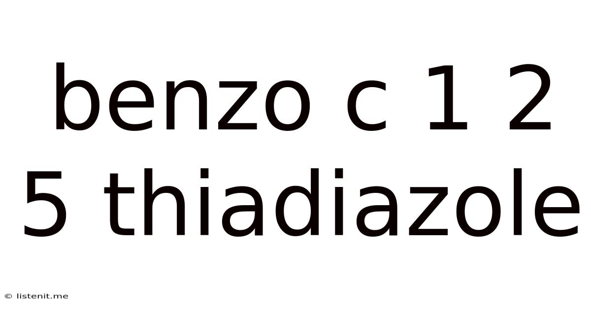 Benzo C 1 2 5 Thiadiazole