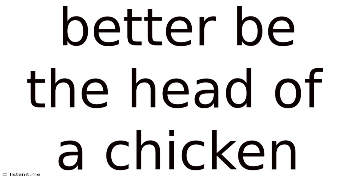 Better Be The Head Of A Chicken