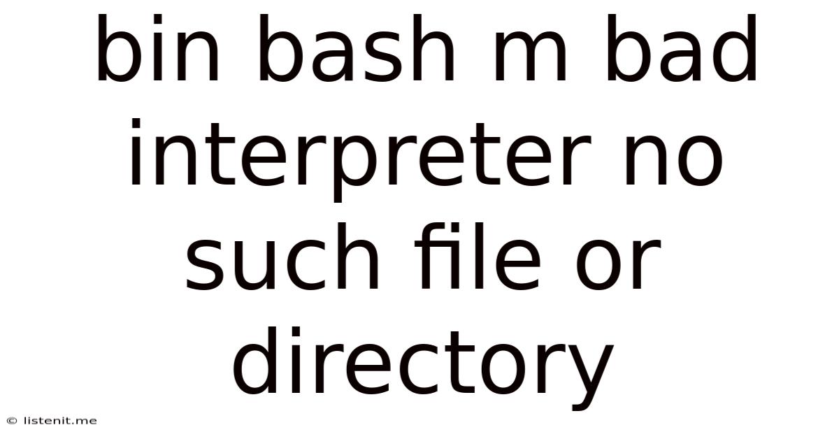 Bin Bash M Bad Interpreter No Such File Or Directory