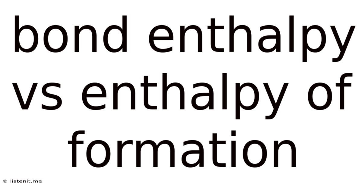 Bond Enthalpy Vs Enthalpy Of Formation