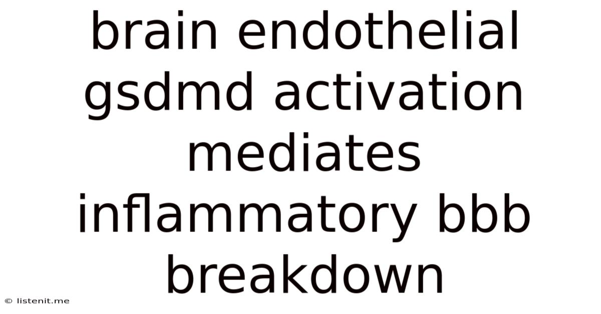 Brain Endothelial Gsdmd Activation Mediates Inflammatory Bbb Breakdown