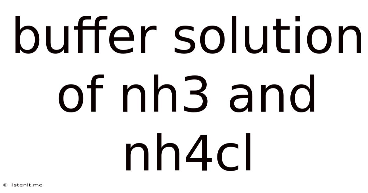 Buffer Solution Of Nh3 And Nh4cl