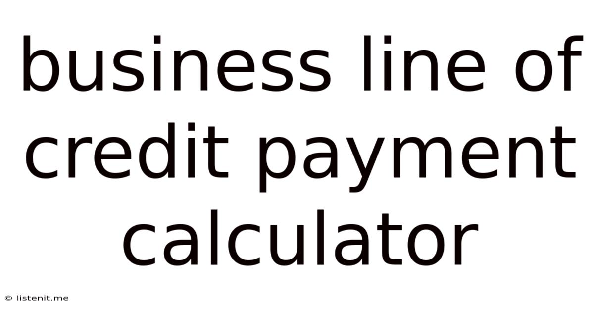 Business Line Of Credit Payment Calculator