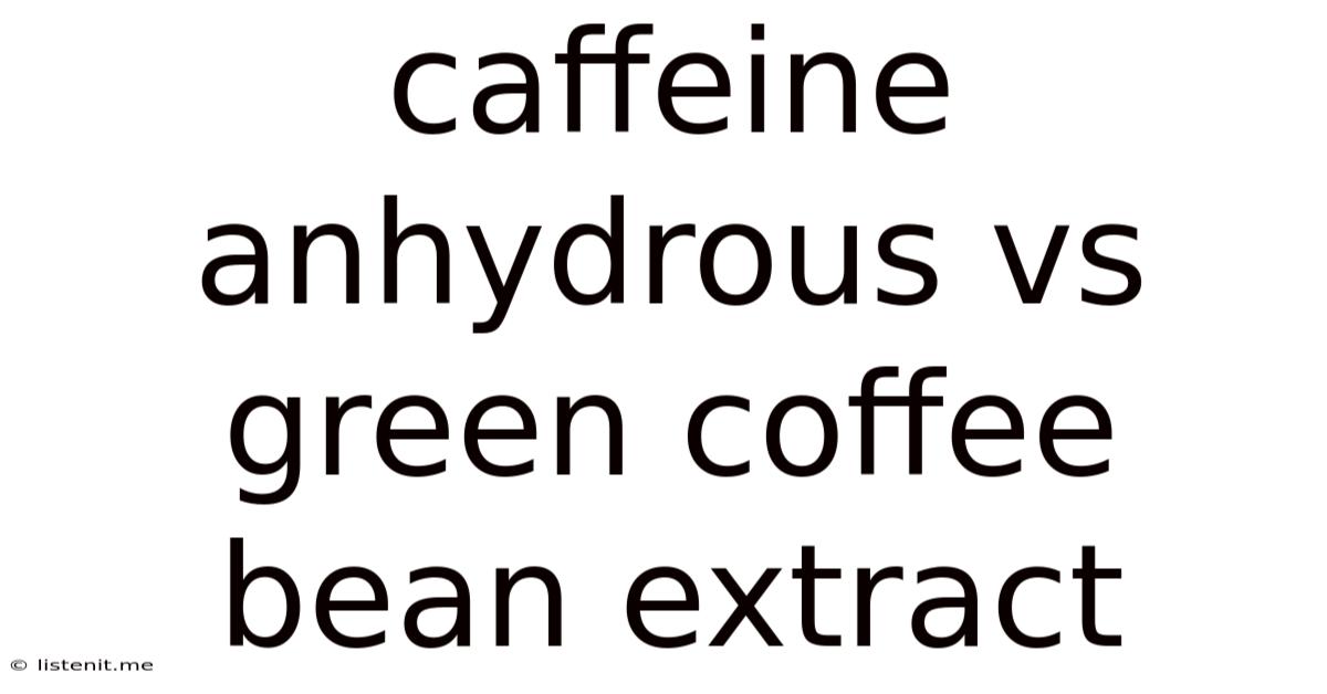 Caffeine Anhydrous Vs Green Coffee Bean Extract