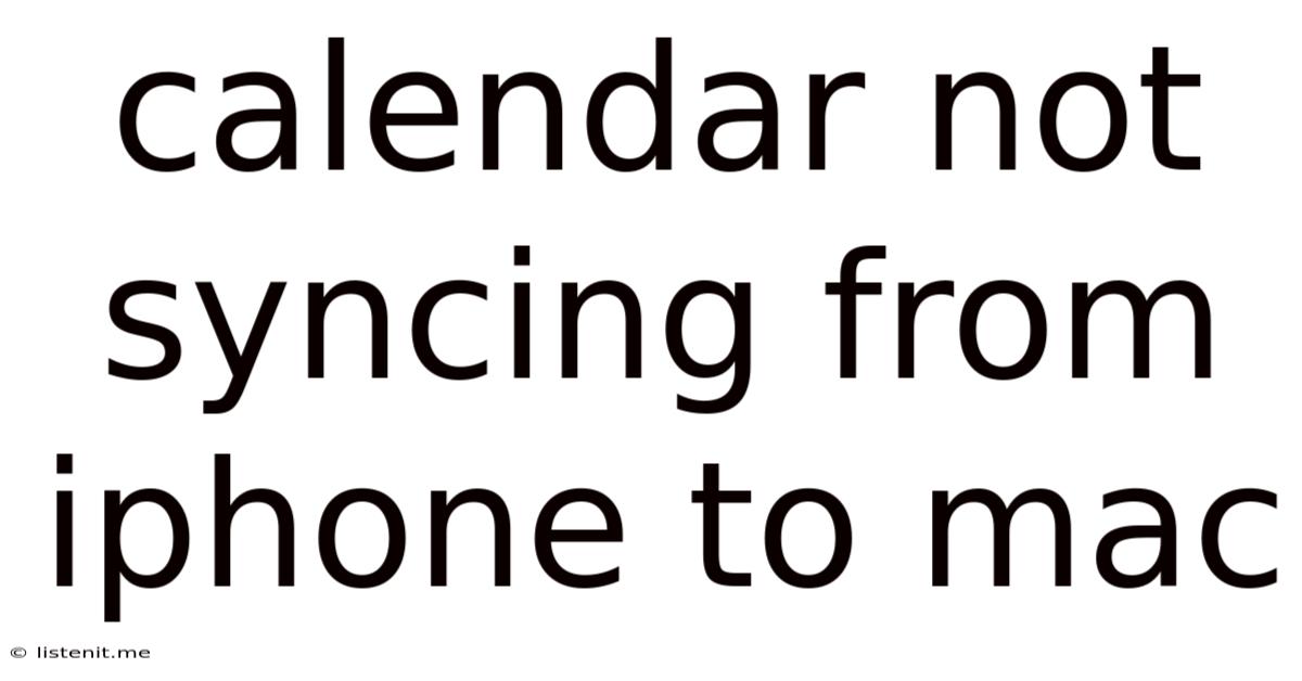 Calendar Not Syncing From Iphone To Mac