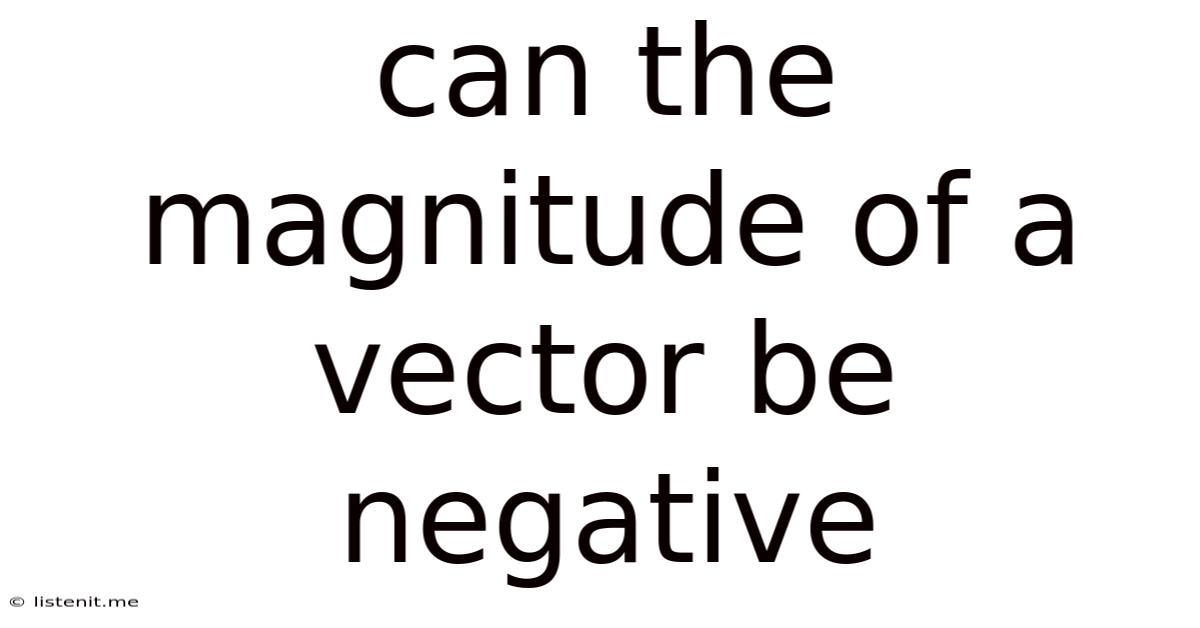 Can The Magnitude Of A Vector Be Negative