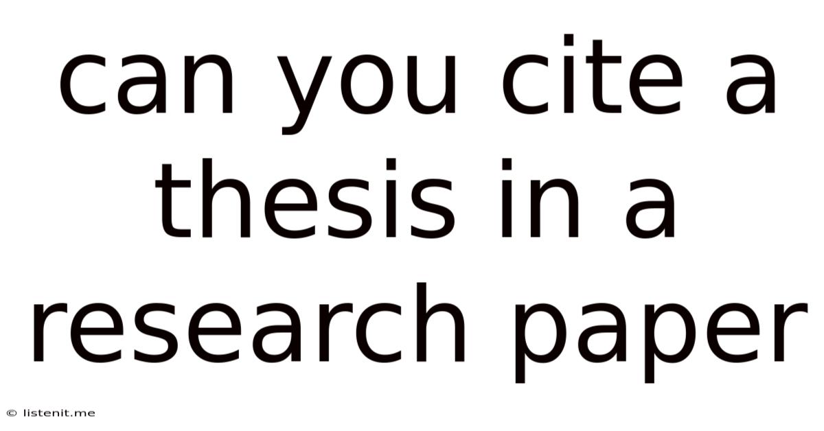 Can You Cite A Thesis In A Research Paper