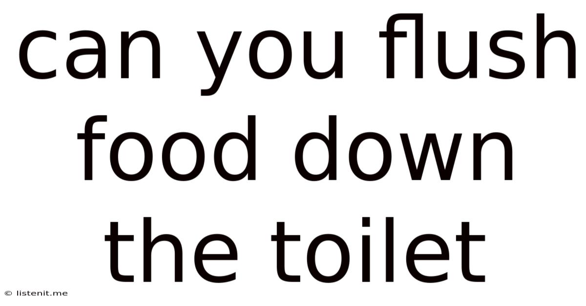 Can You Flush Food Down The Toilet