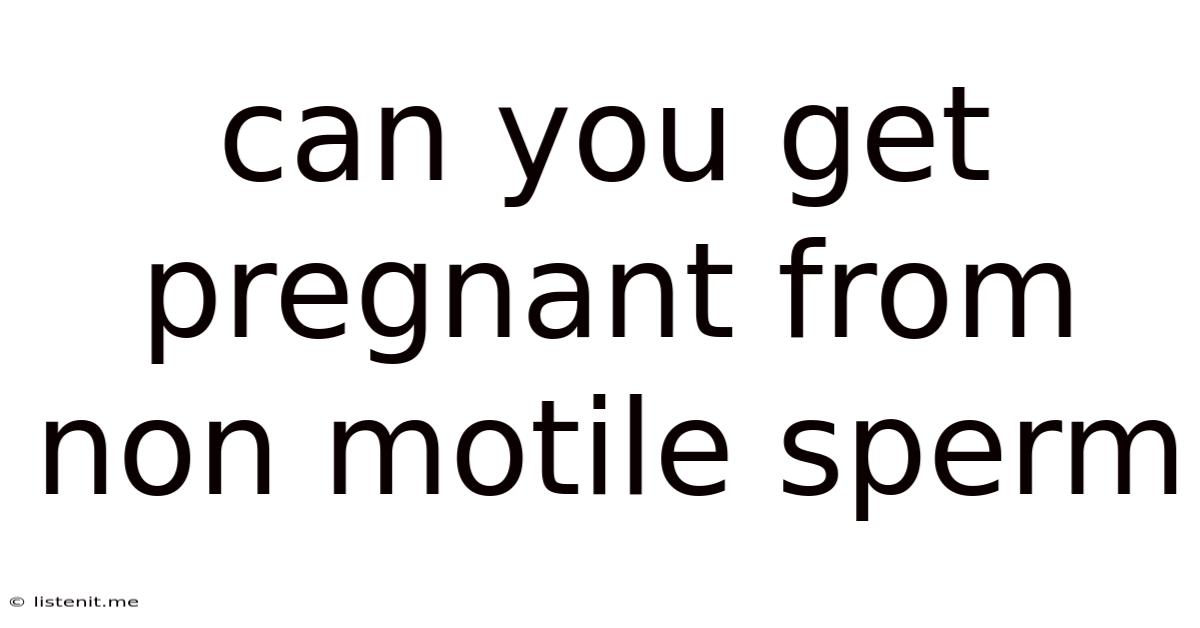 Can You Get Pregnant From Non Motile Sperm