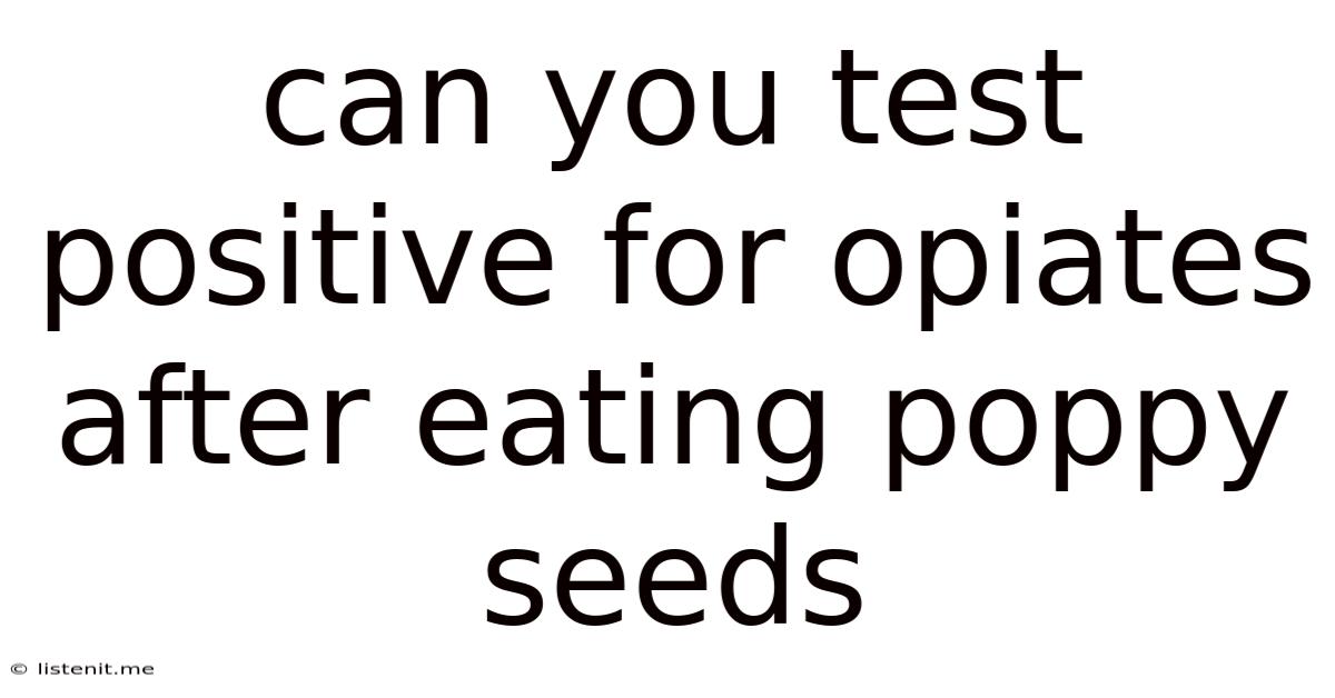 Can You Test Positive For Opiates After Eating Poppy Seeds