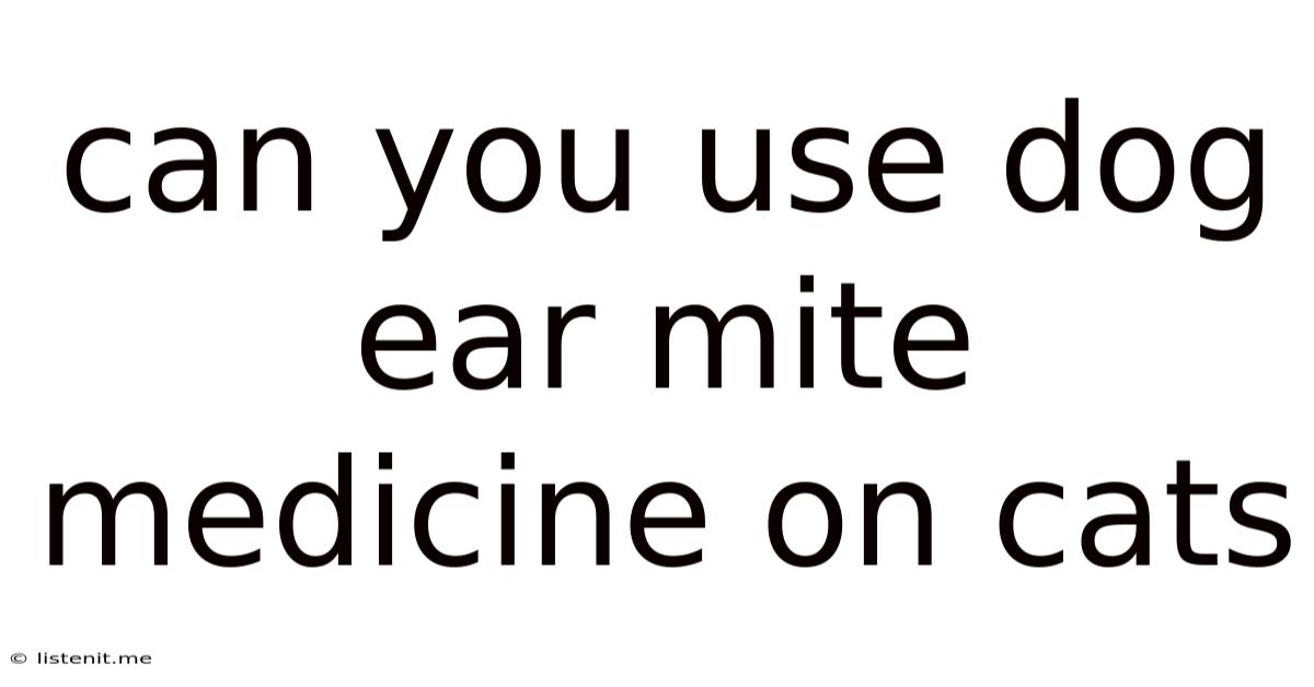 Can You Use Dog Ear Mite Medicine On Cats