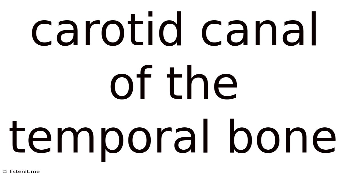 Carotid Canal Of The Temporal Bone