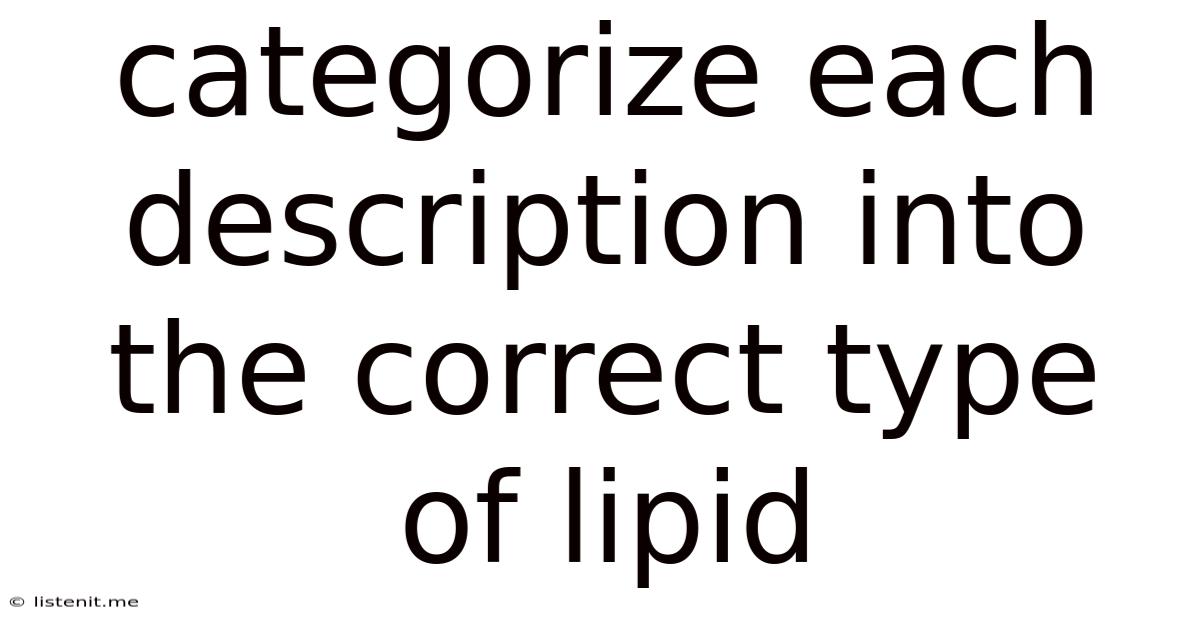 Categorize Each Description Into The Correct Type Of Lipid