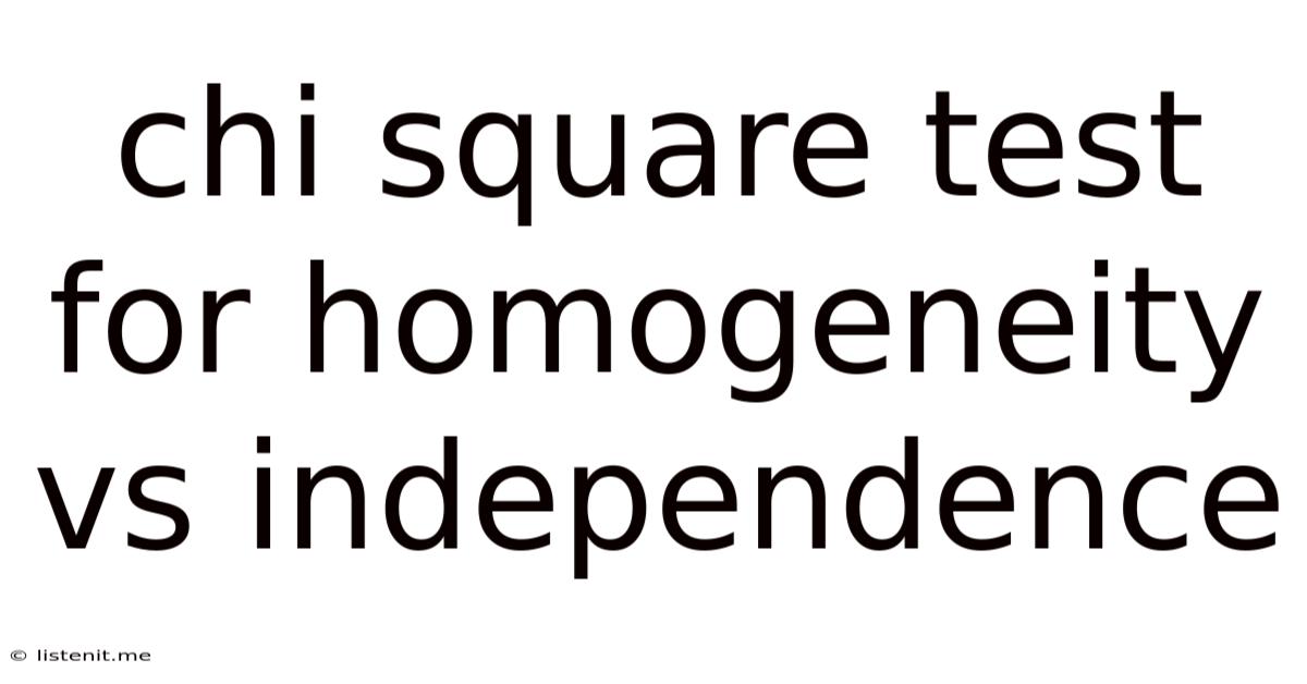 Chi Square Test For Homogeneity Vs Independence