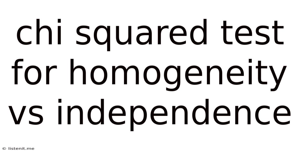 Chi Squared Test For Homogeneity Vs Independence