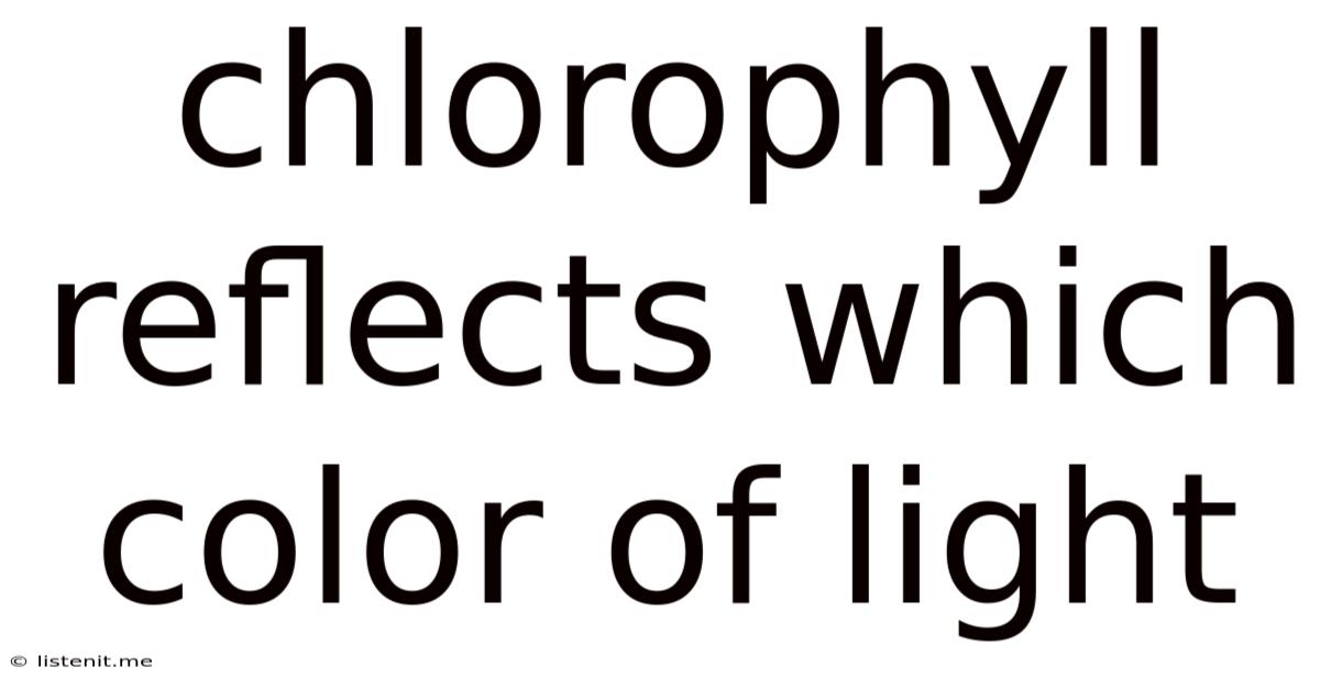 Chlorophyll Reflects Which Color Of Light