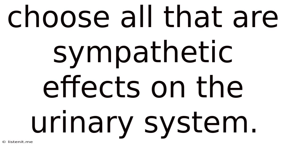 Choose All That Are Sympathetic Effects On The Urinary System.