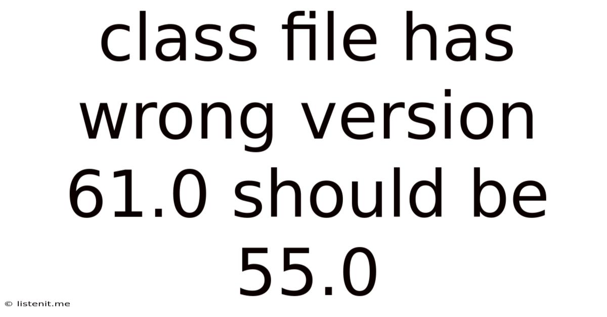 Class File Has Wrong Version 61.0 Should Be 55.0