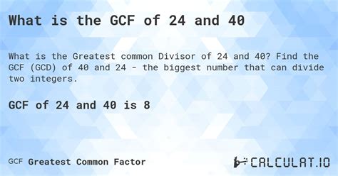 Common Factors Of 24 And 40