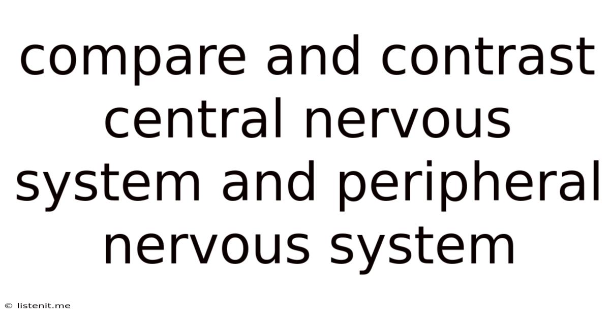 Compare And Contrast Central Nervous System And Peripheral Nervous System