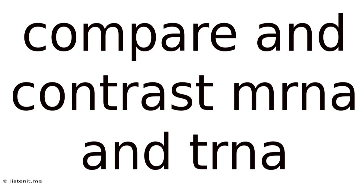 Compare And Contrast Mrna And Trna