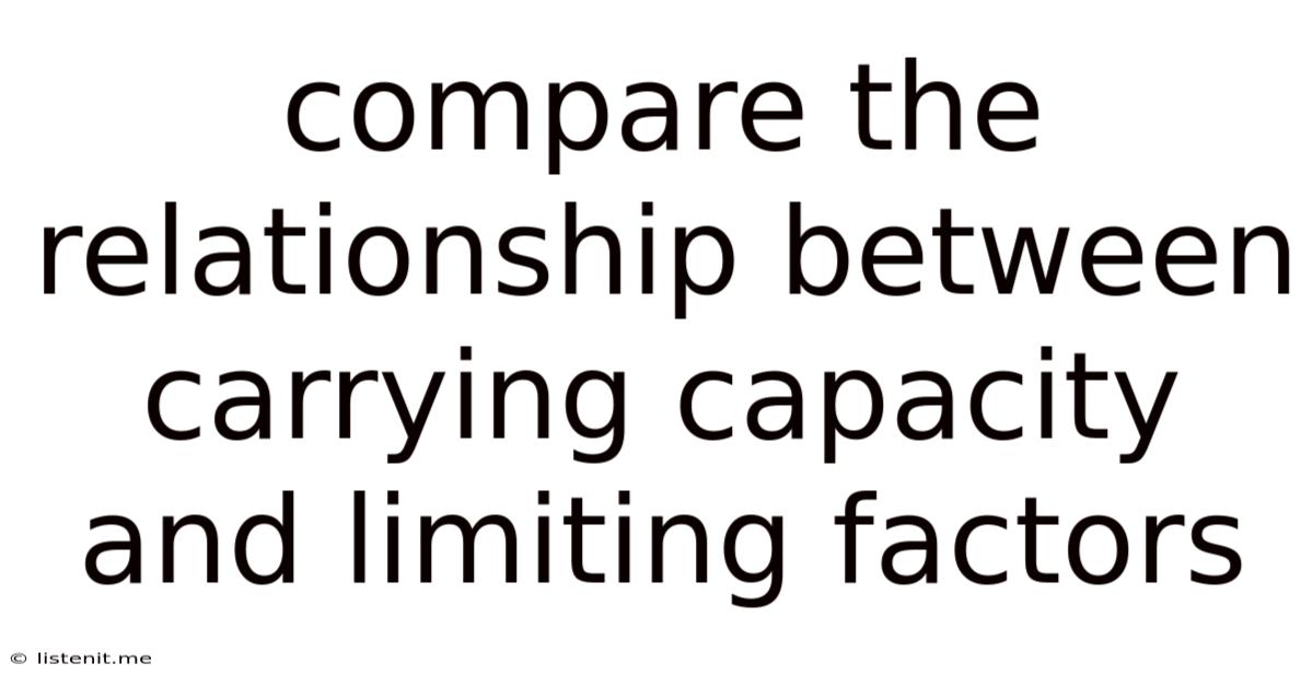 Compare The Relationship Between Carrying Capacity And Limiting Factors